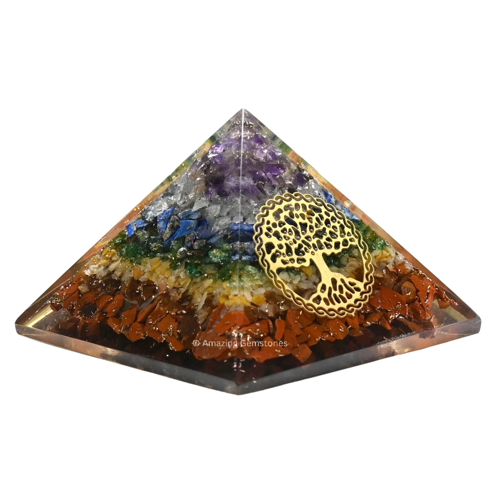 Natural Chakra Orgone Pyramid - Tree of Life