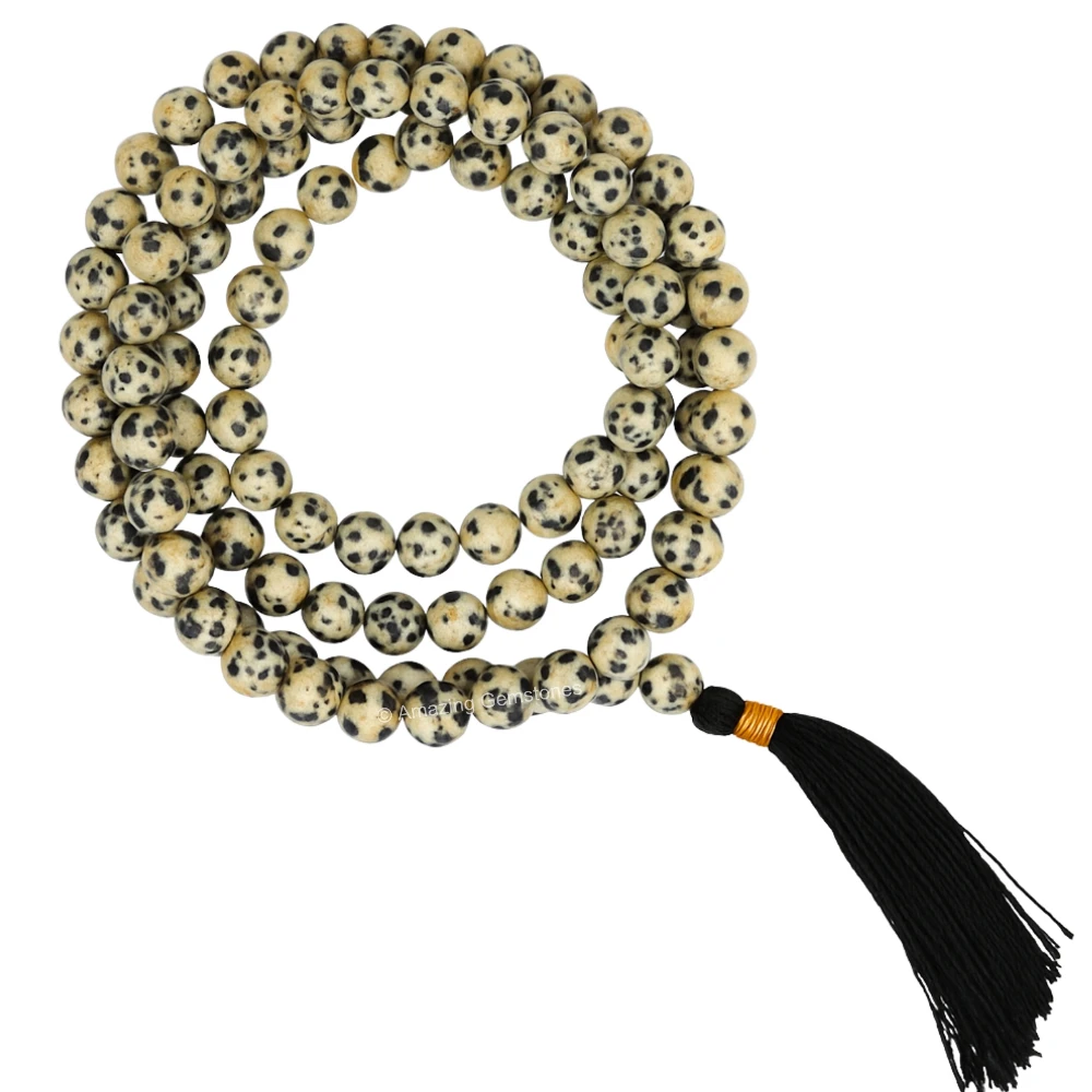 Dalmatian Jasper Mala (Without Knot)