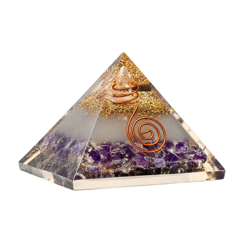 Amethyst Orgone Pyramid - Glow in Dark