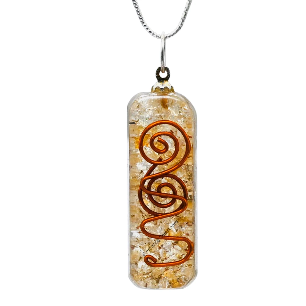 Citrine Crystal Orgone Pendant - Rectangle