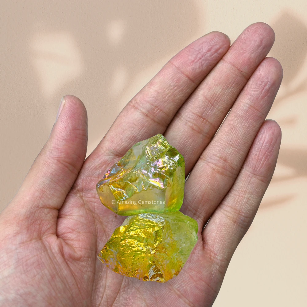 Tangerine Apple Aura Quartz Raw Crystals (2 Pieces)