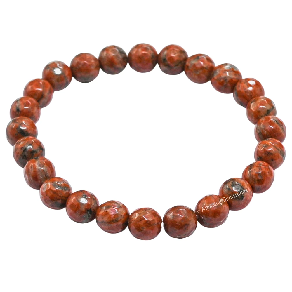 Red Black Jasper Bracelet (Faceted-Stretchable)