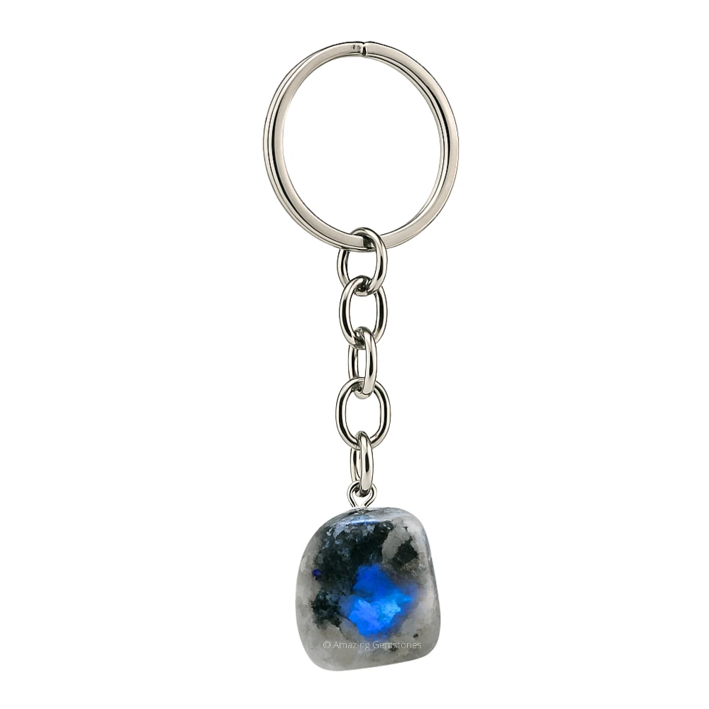 Rainbow Moonstone Keychain Keys Holder (Tumble)