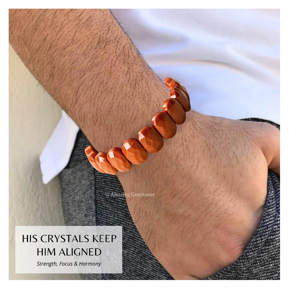 Red Goldstone Faceted Bracelet - Oval Stone