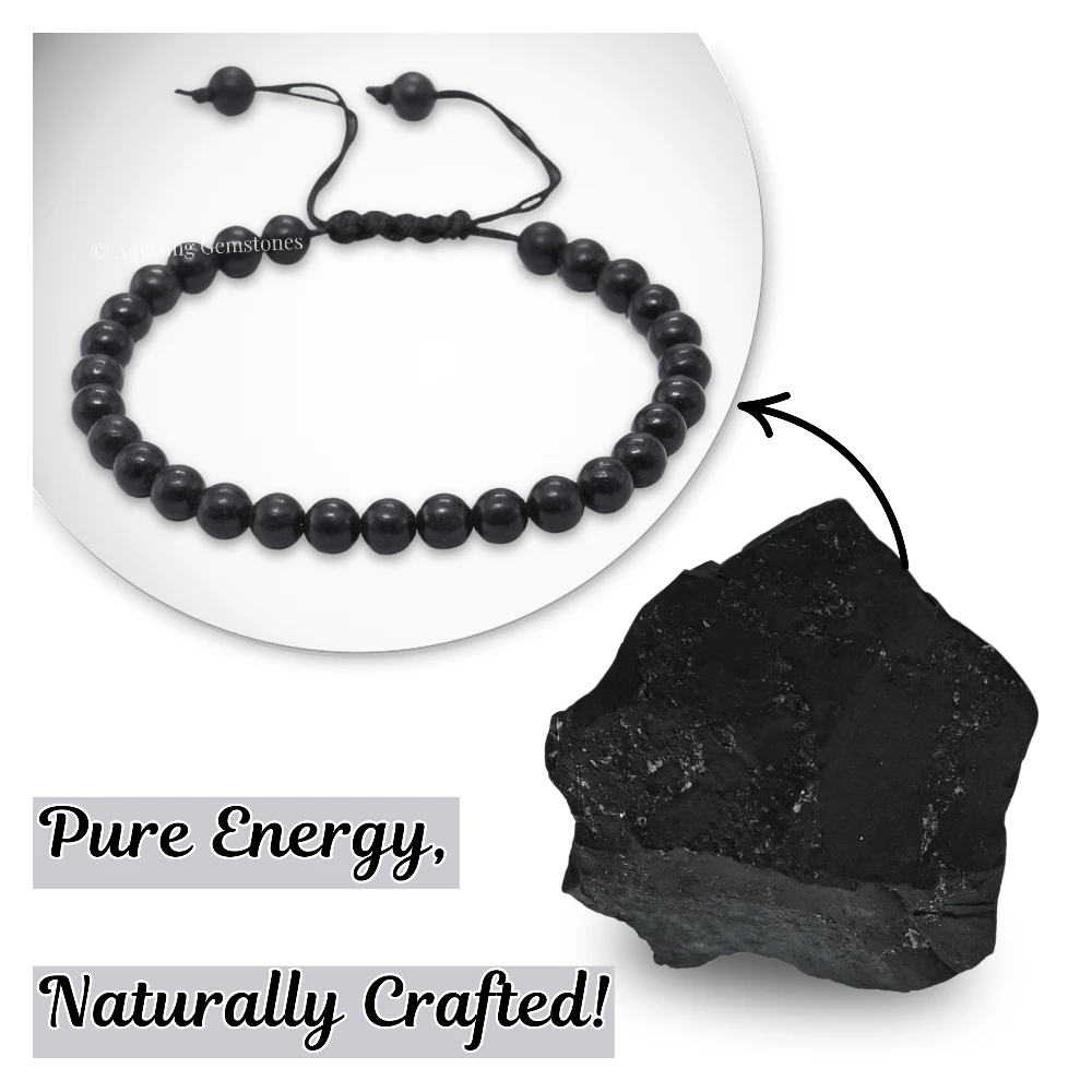 Shungite Healing Crystal Bracelets - 6mm Beads (Adjustable)