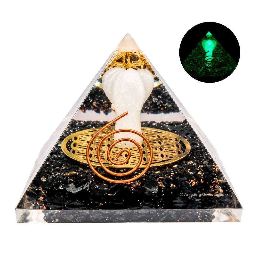 Black Tourmaline Orgone Pyramid - Angel Glow in Dark