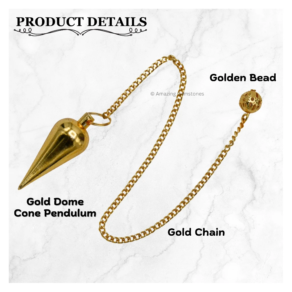 Copper Metal Pendulum - Gold Classic Cone with Dome (MP06)