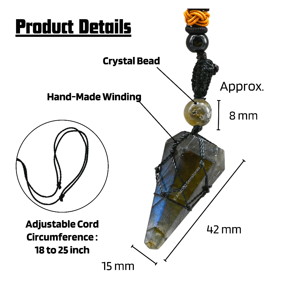 Labradorite Pendulum Pendant Necklace (Macrame)