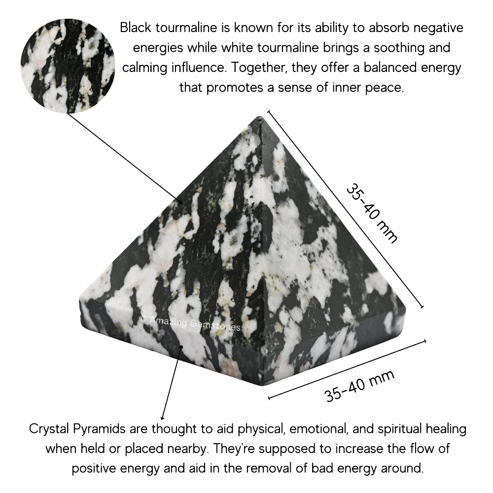 Black and White Tourmaline Pyramid (1.5 Inch)