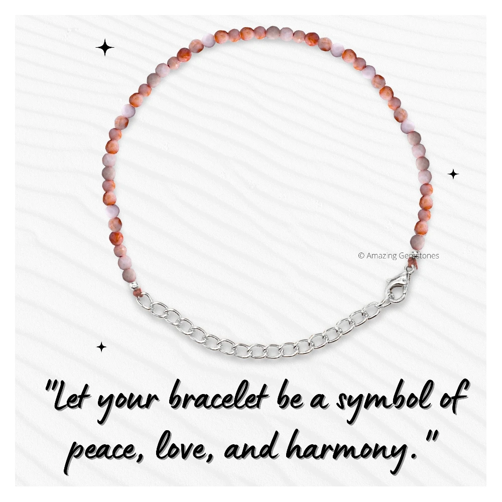 Orange Howlite Crystal Bracelet - 2mm Faceted Bead (Silver)