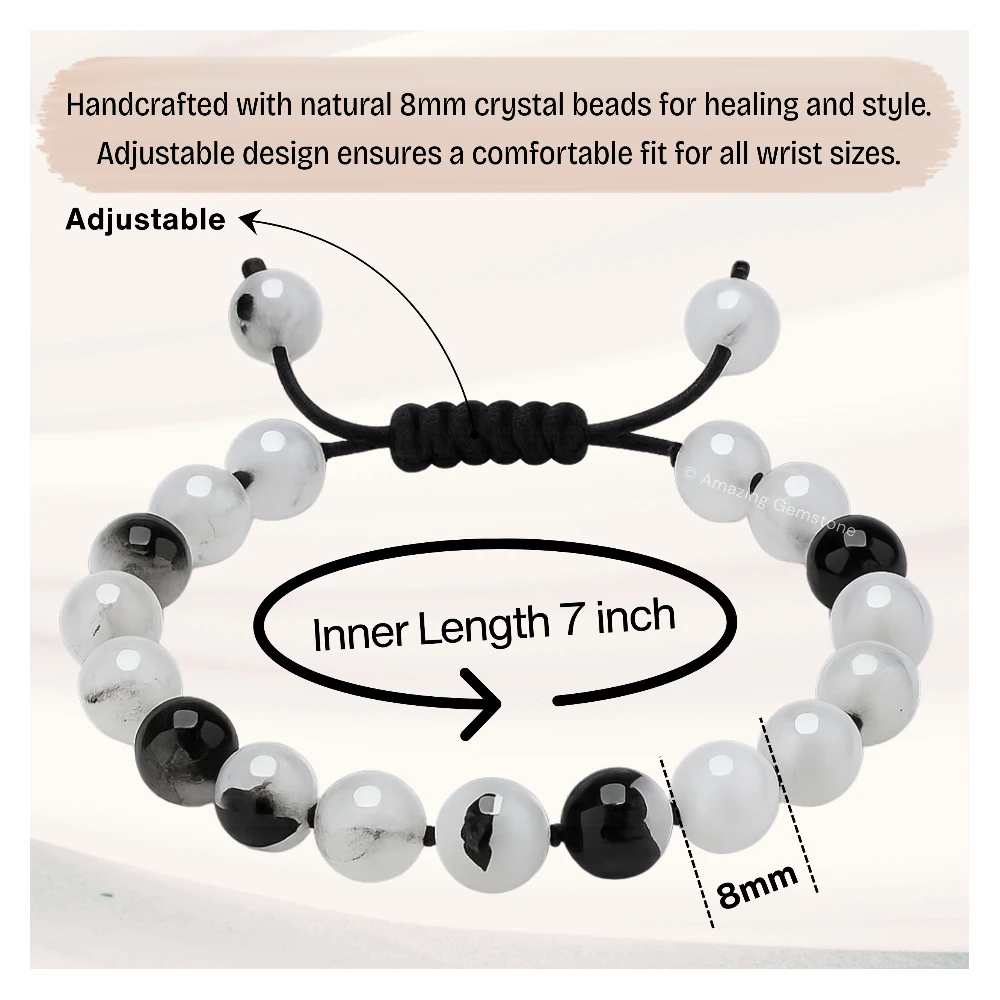 Black Rutilated Quartz Bracelet (Adjustable)