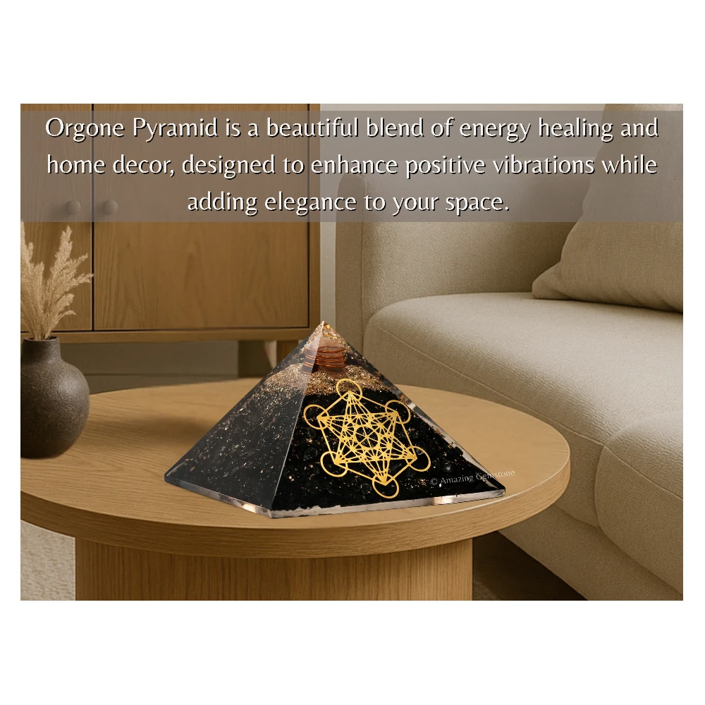 Shungite Orgone Pyramid - Metatron Cube