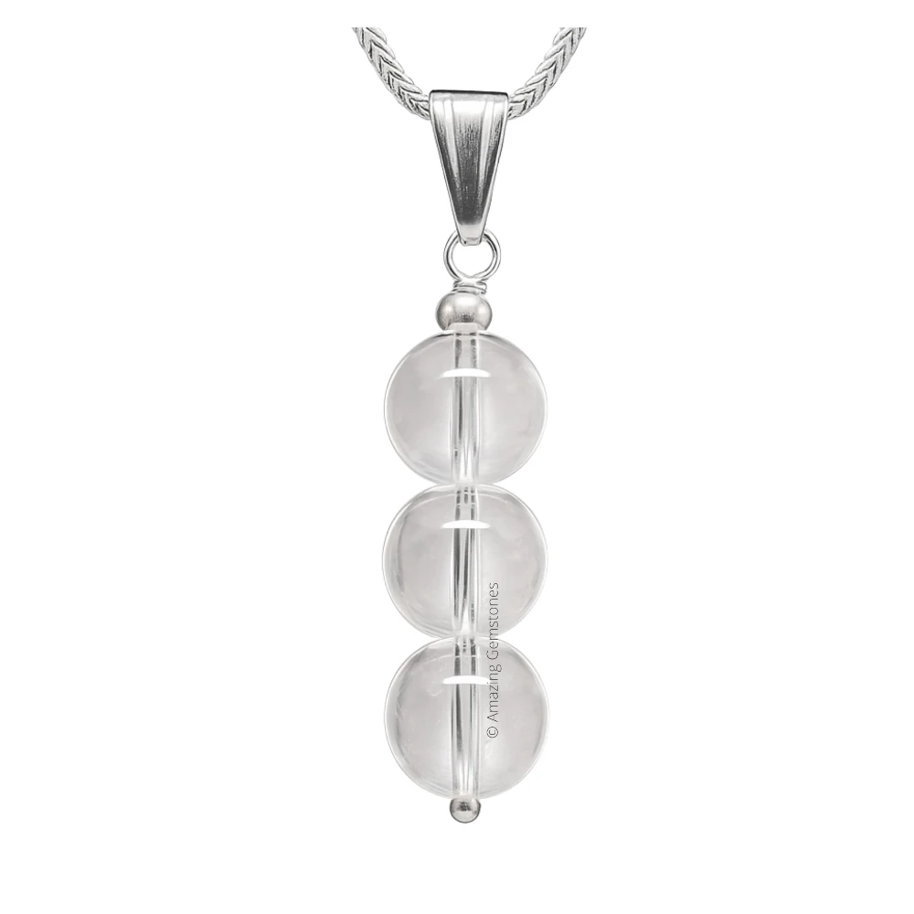 Clear Quartz Bead Pendant (Silver)