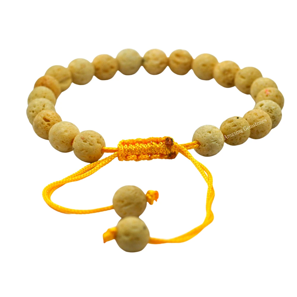 Cream Lava Stone Bracelet (Adjustable)