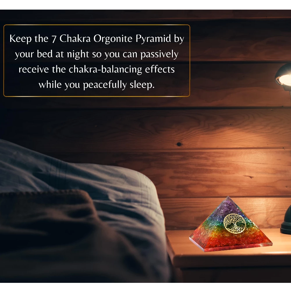 Chakra Onyx Orgone Pyramid - Tree of Life