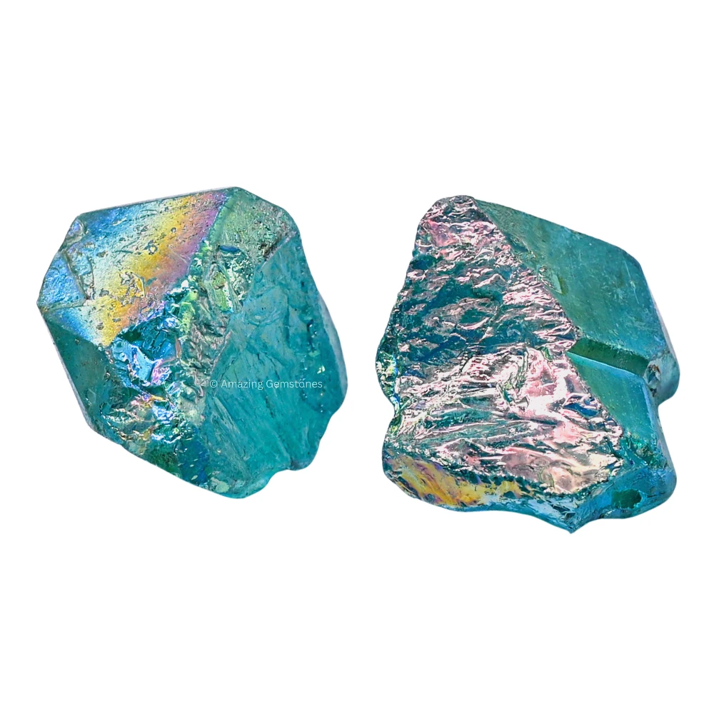 Aqua Aura Quartz Raw Crystals (5 Pieces)