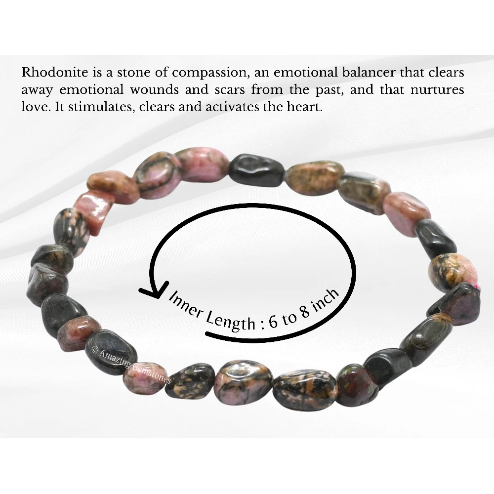 Rhodonite Tumbled Stone Bracelet (Stretchable)