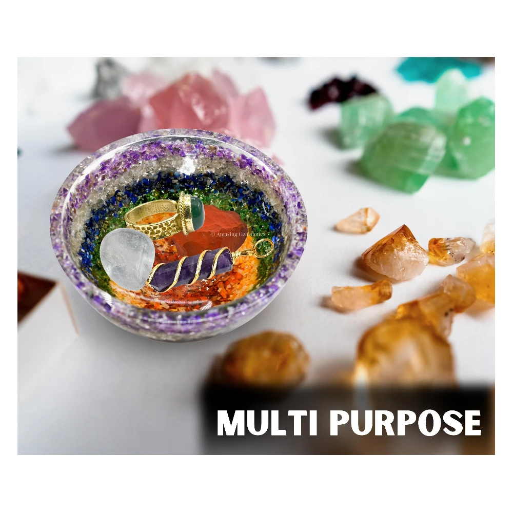 Chakra Layer Crystal Orgone Bowl (4 Inch)