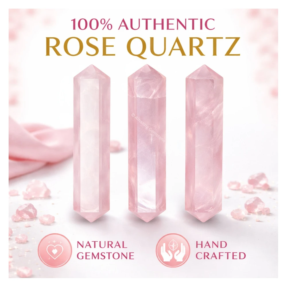 Rose Quartz Pencil Points (Double Terminated) (Set of 3)