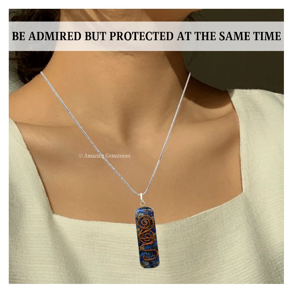 Lapis Lazuli Crystal Orgone Pendant - Rectangle