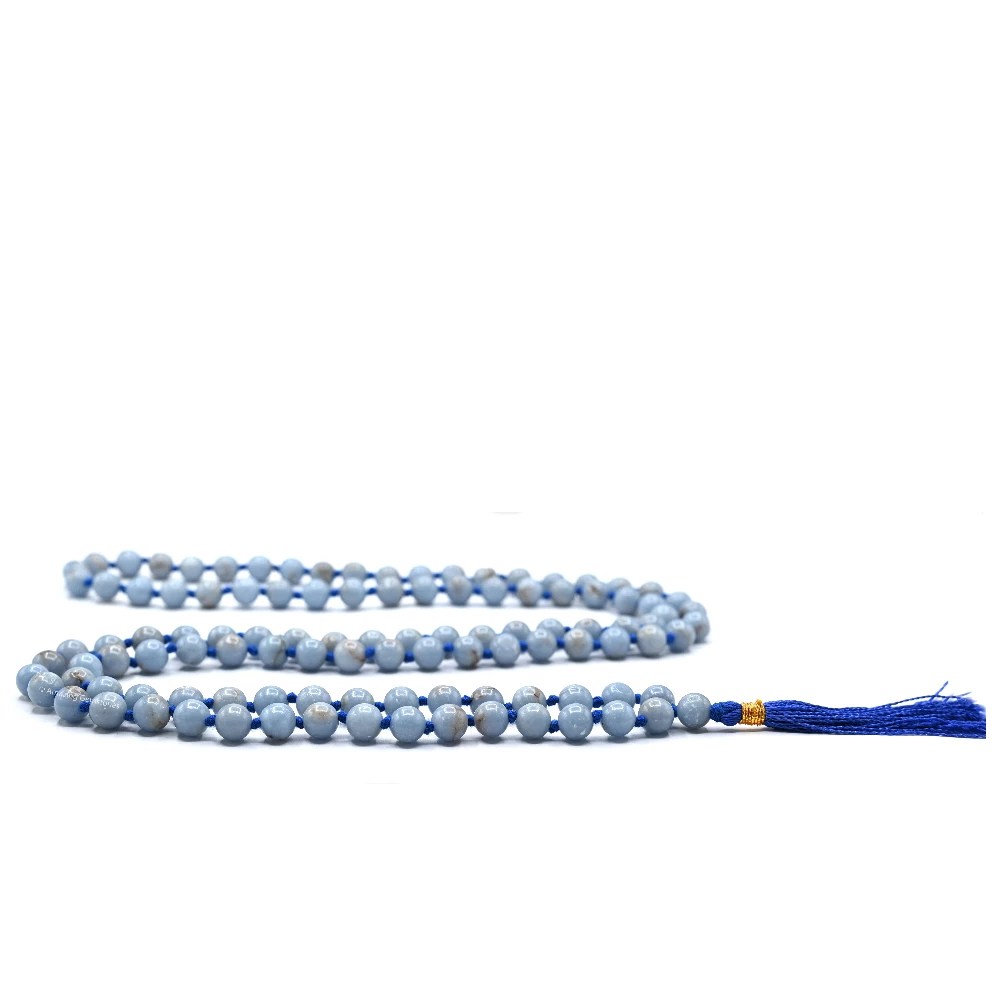 Angelite 108 Beads Japa Mala (Hand Knotted)