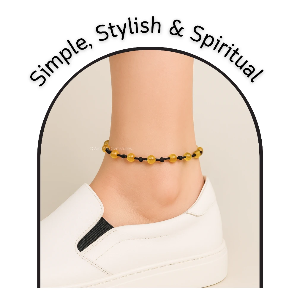 Citrine Anklet (Hand Knotted)