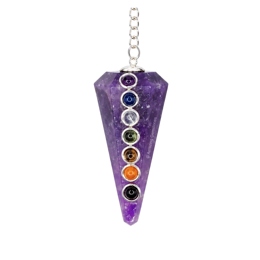 Lepidolite Chakra Crystal Pendulum