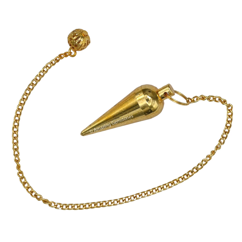 Copper Metal Pendulum - Gold Dome Cone Long Point (MP70)