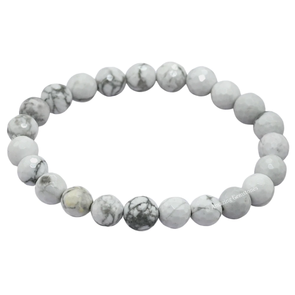 Howlite Bracelet (Faceted-Stretchable)