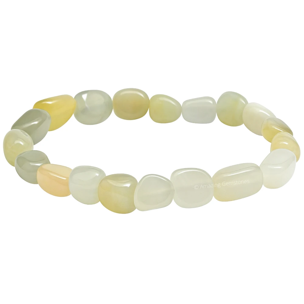 White Moonstone Tumbled Stone Bracelet (Stretchable)