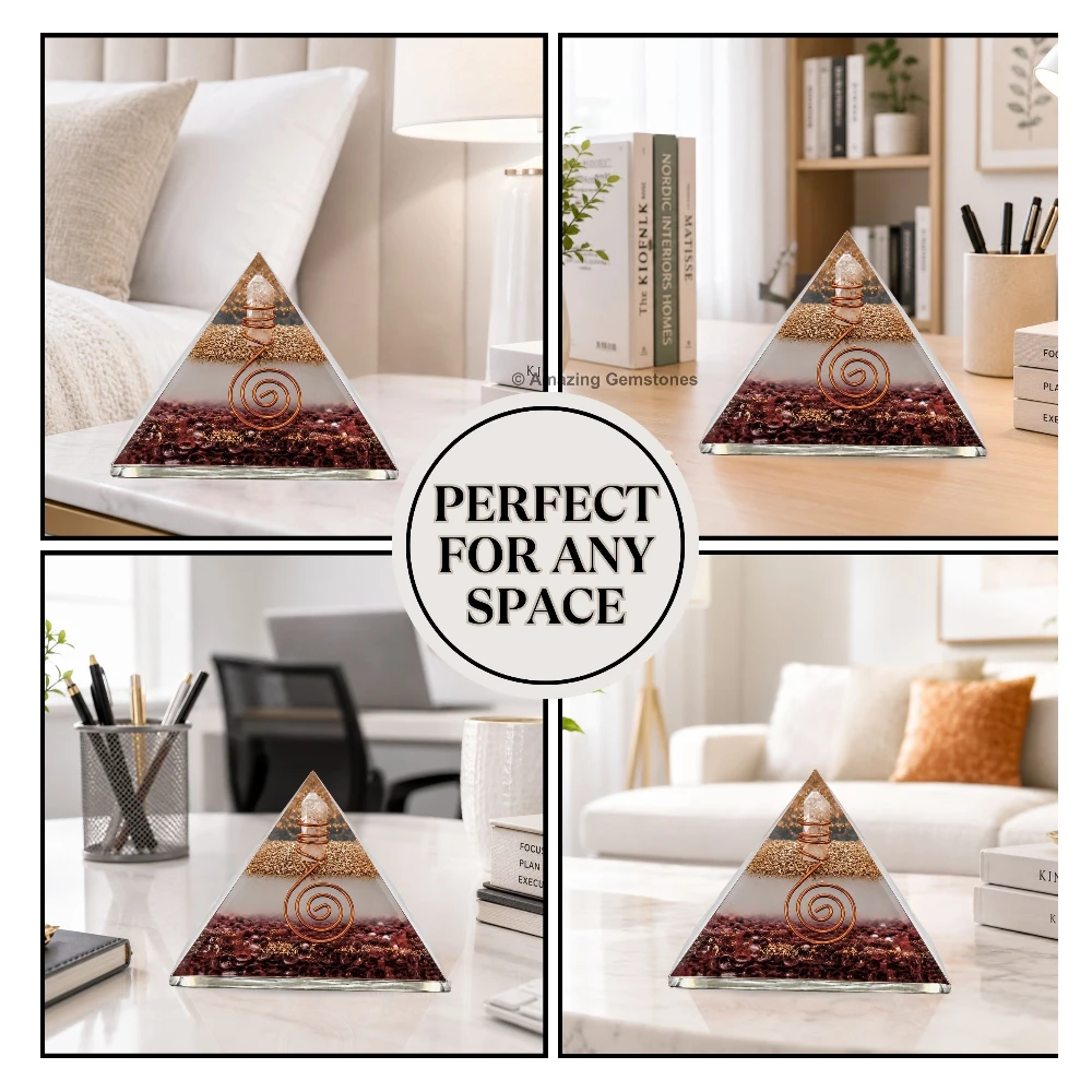 Garnet Orgone Pyramid - Glow in Dark