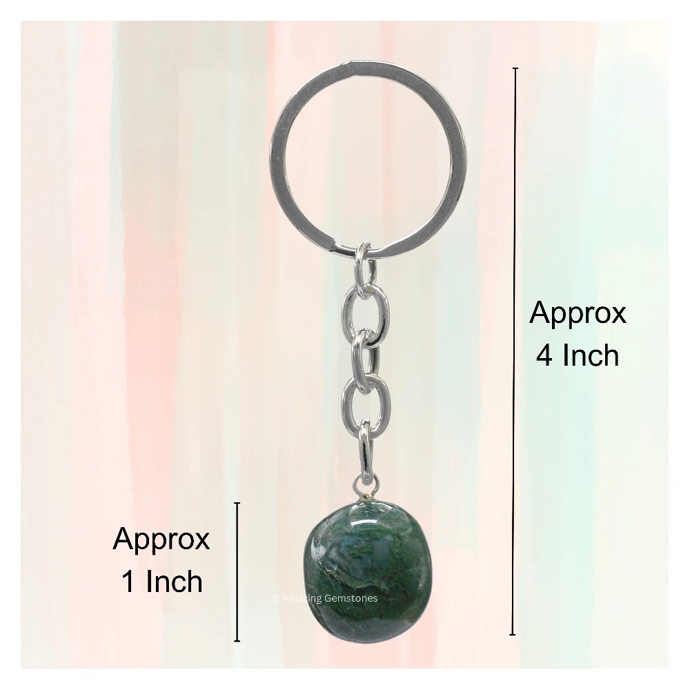 Moss Agate Keychain Keys Holder (Tumble)