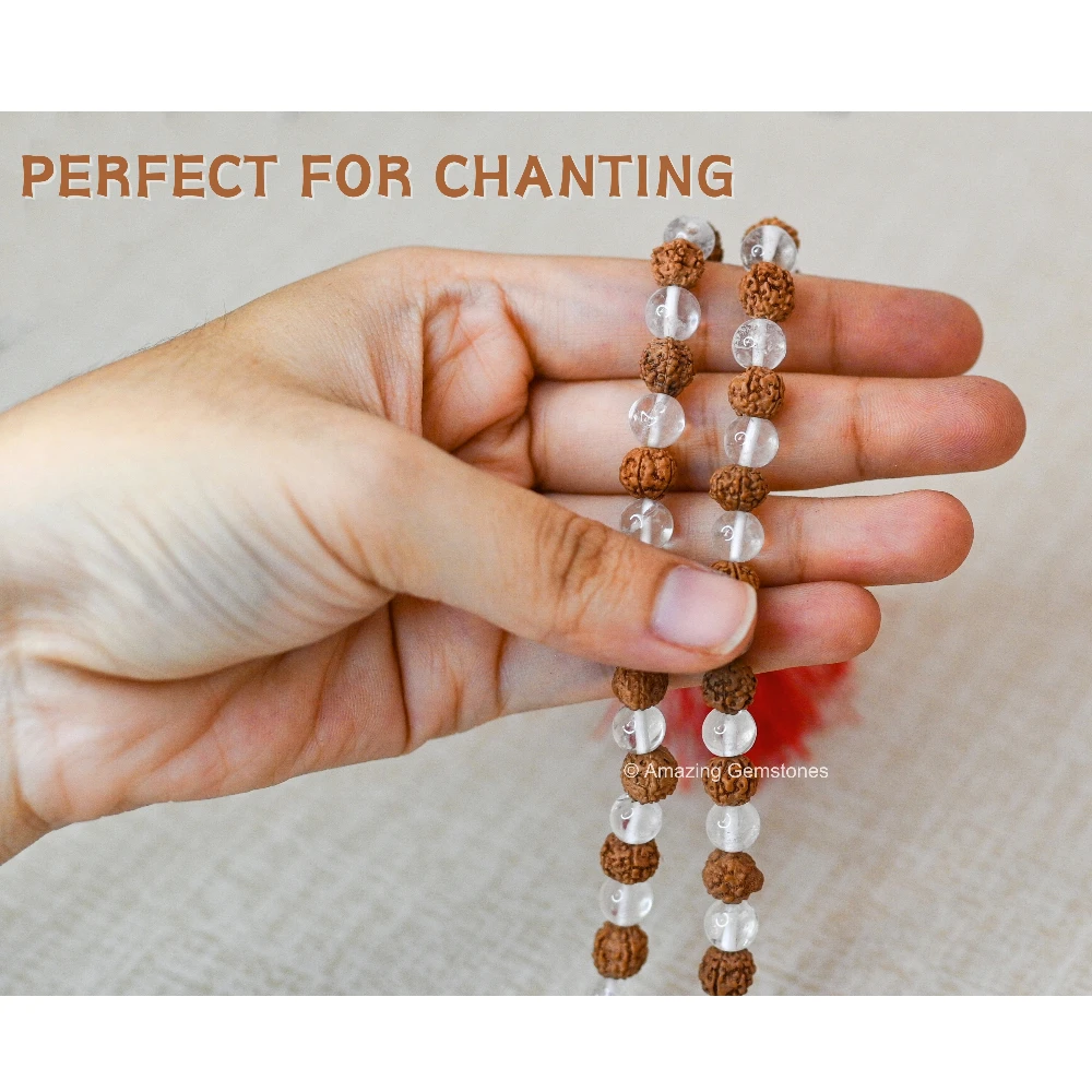 Rudraksha Sphatik Mala (Without Knot)