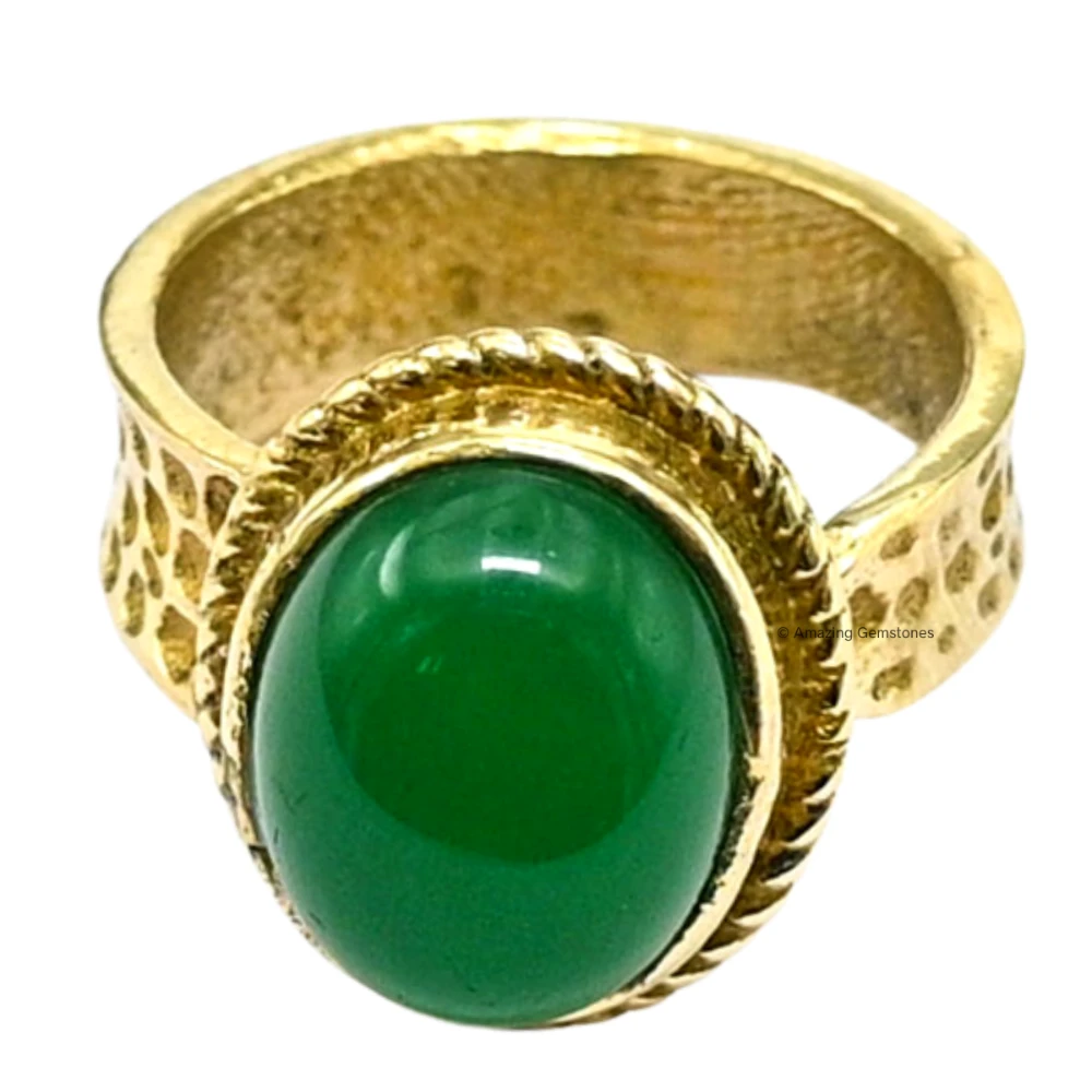 Green Onyx Crystal Ring (Gold)