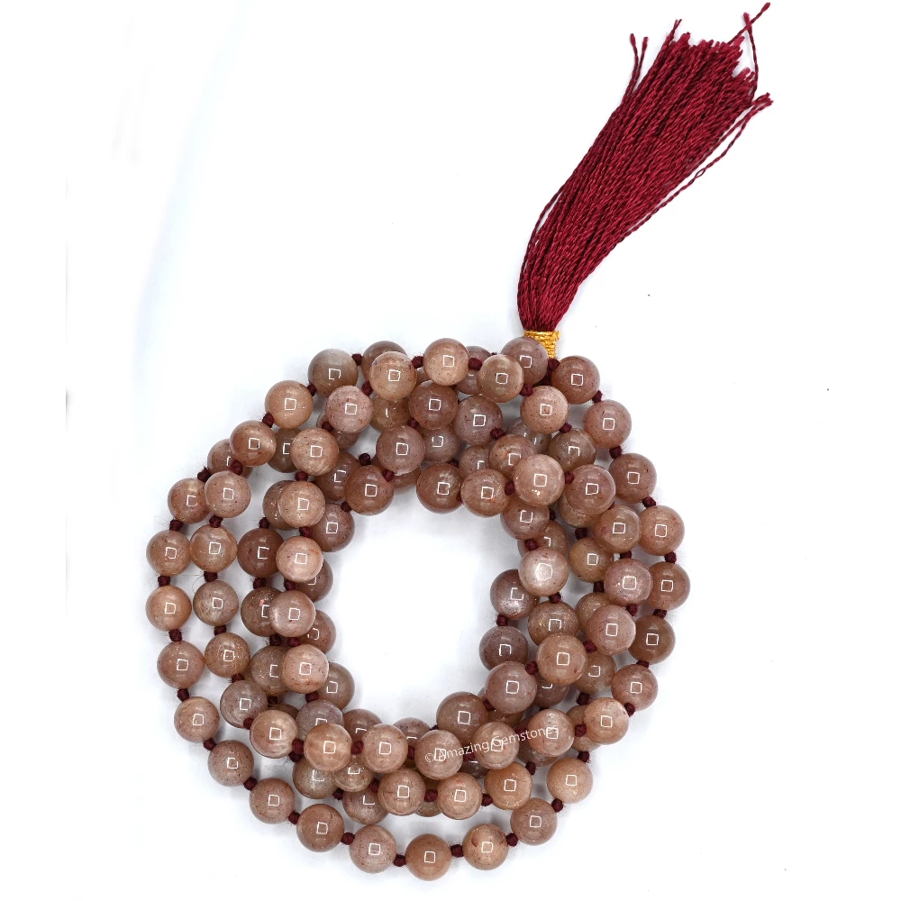 Sunstone Mala (Hand Knotted)