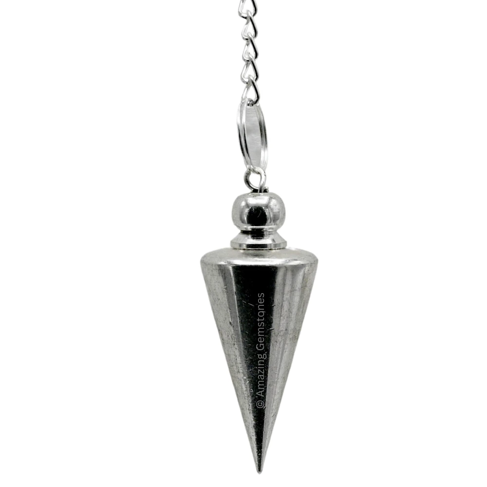 Copper Metal Pendulum - Silver Cone with Flat End (MP30)