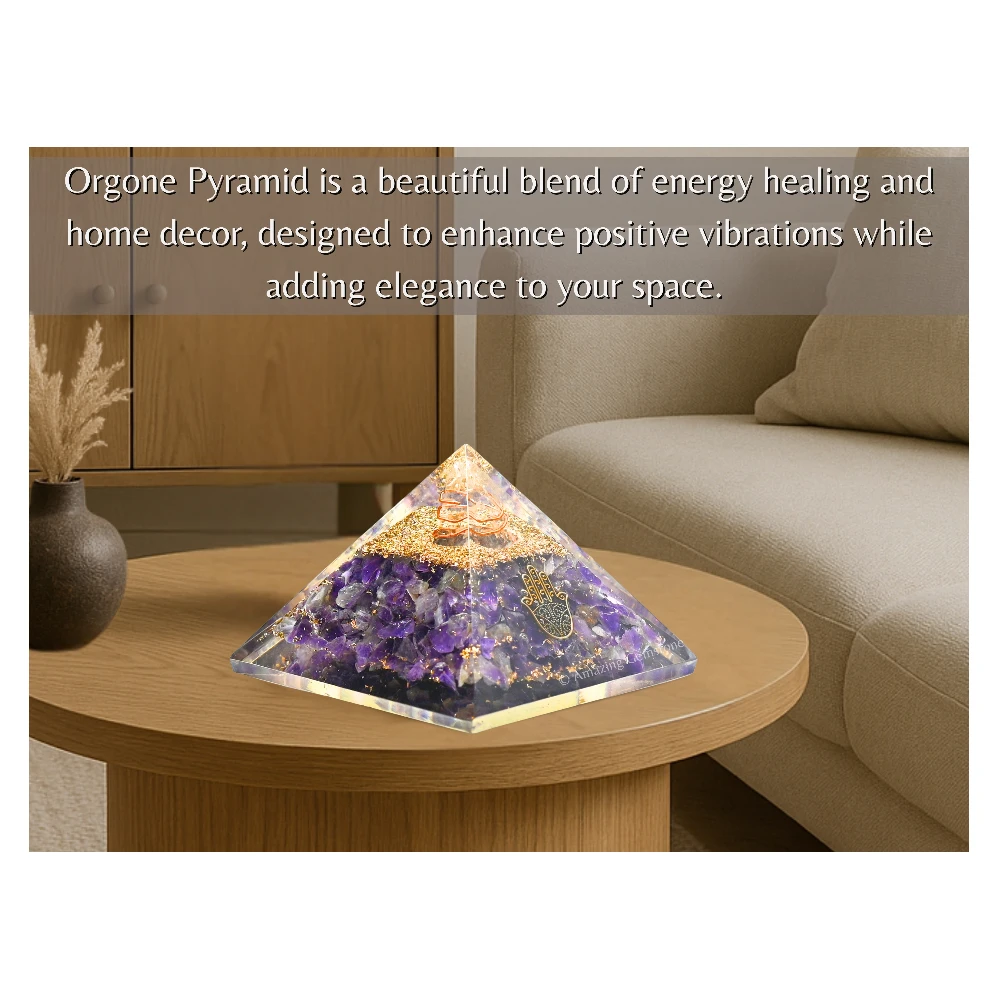 Amethyst Orgone Pyramid - Hamsa
