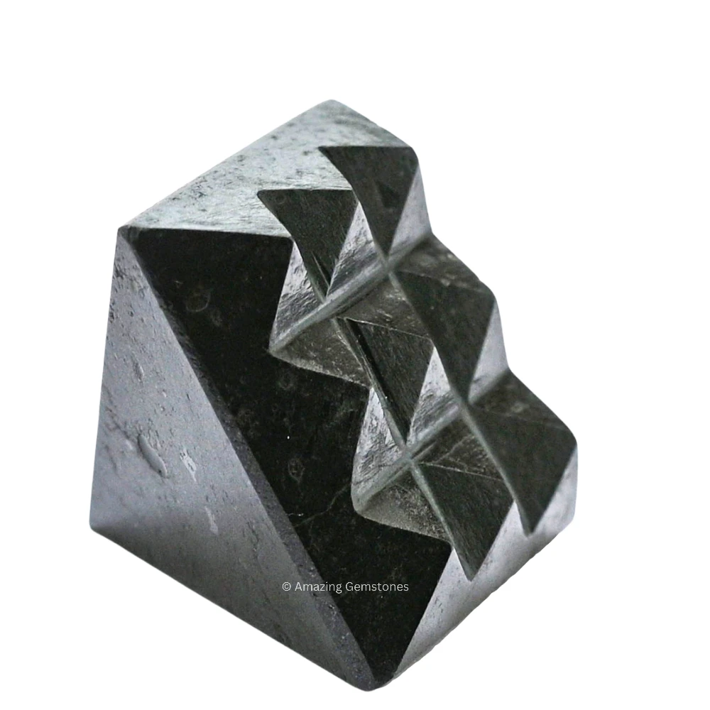 Black Tourmaline Lemurian Pyramid - Under 9 Pyramid Plate