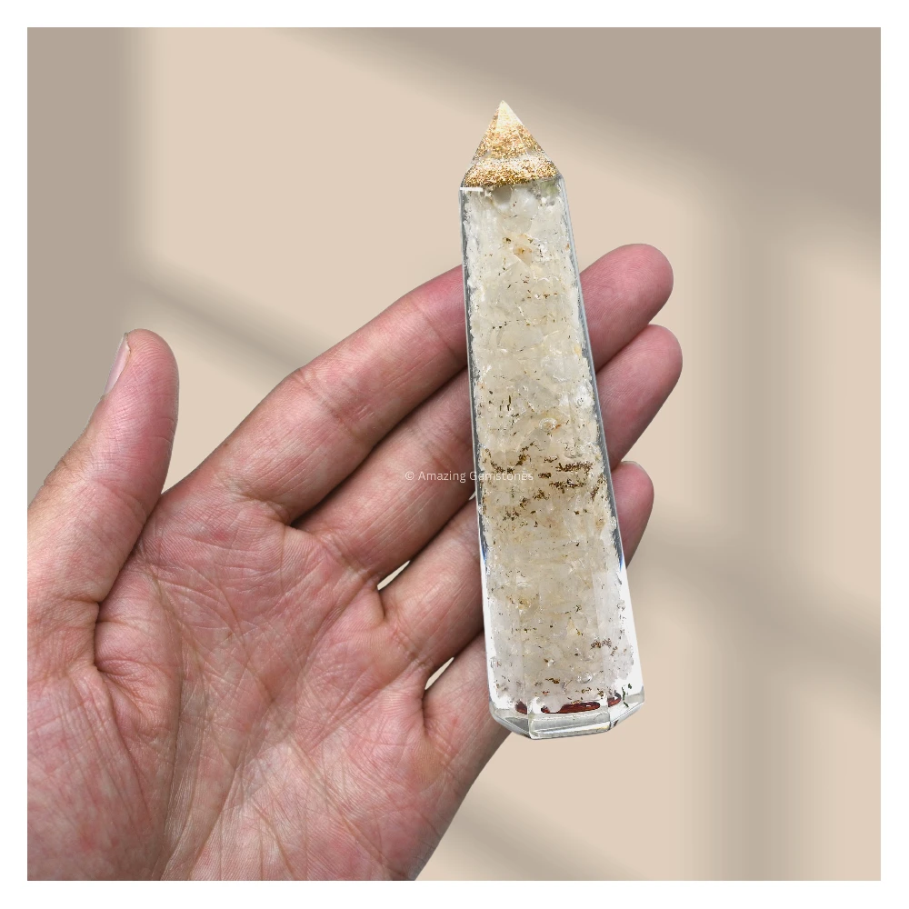 Clear Quartz Orgone Tower (4.5 Inch)