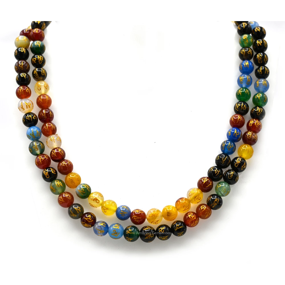 Multi Gemstone Mala (Om Mani Padme Hum) (Without Knot)