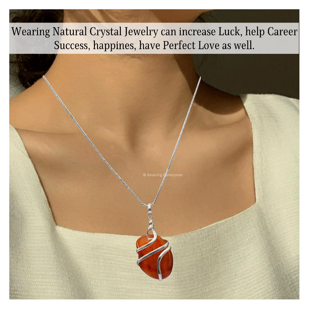 Carnelian Necklace - Spiral Tumbled (Silver)