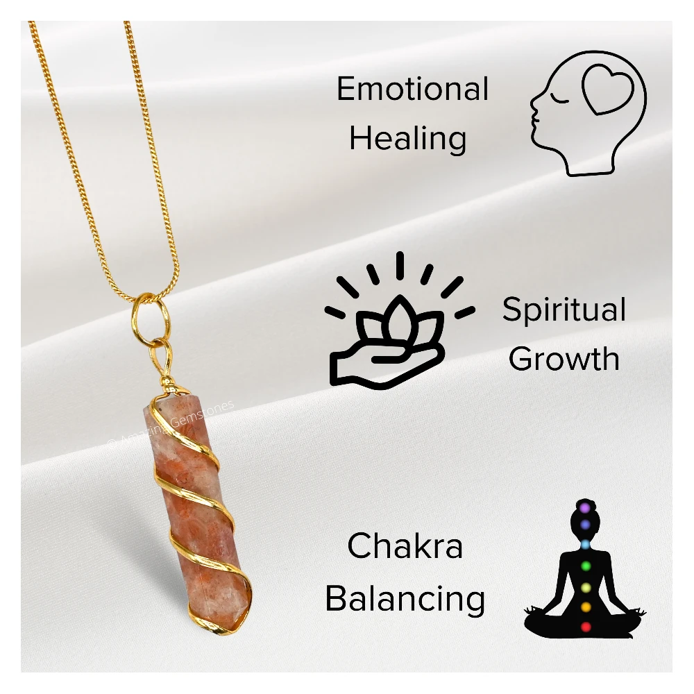 Sunstone Necklace - Spiral Pencil Point (Gold)