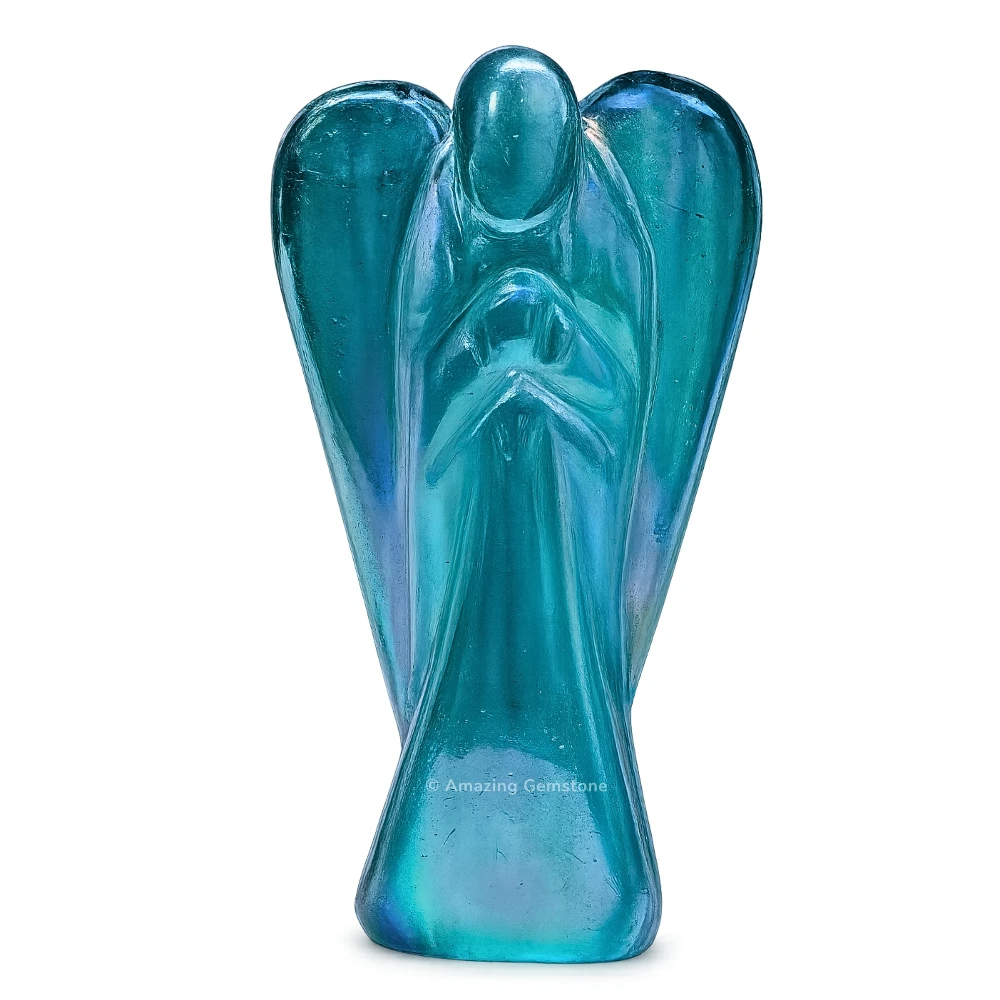 Aqua Aura Quartz Angel Figurine (2 Inch)