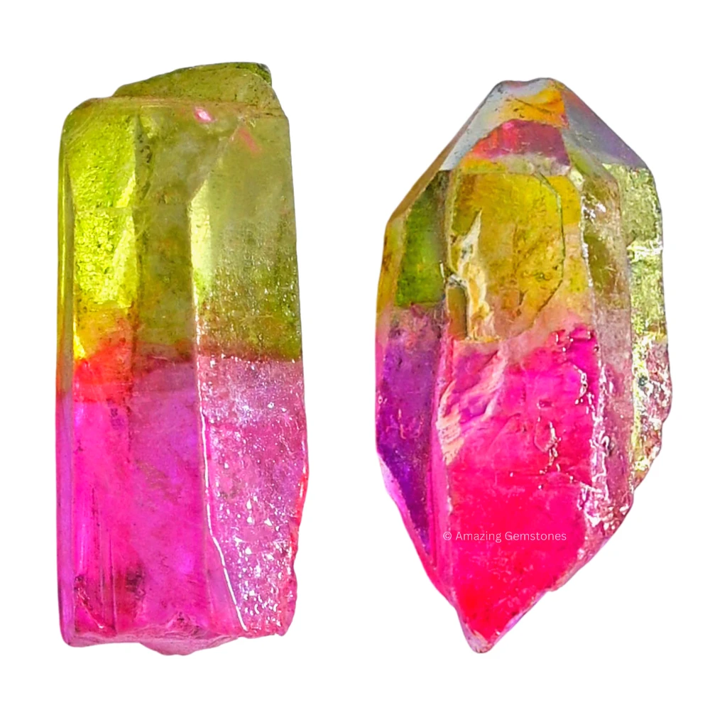 Rose Apple Aura Quartz Raw Crystal Points (5 Pieces)