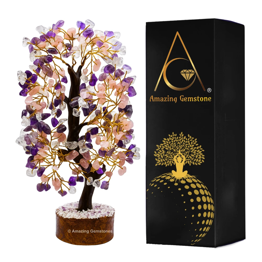 Rose Quartz, Amethyst & Clear Quartz Tree (200 Beads)