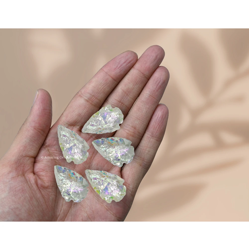 Angel Aura Quartz Crystal Arrowhead - 1" to 1.5" (3 Pieces)