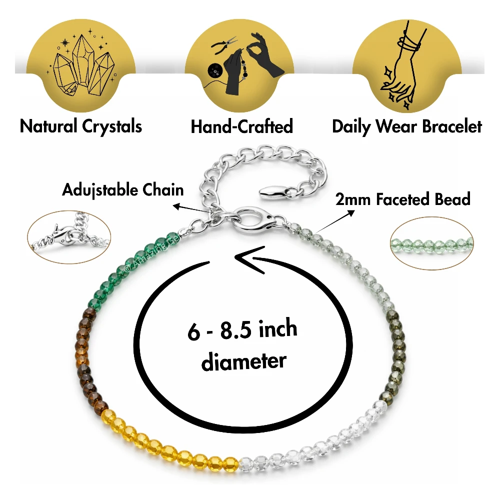 Dhanyog Crystal Bracelet - 2mm Faceted Bead