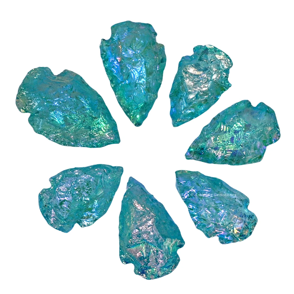 Aqua Aura Quartz Crystal Arrowhead - 1" to 1.5" (3 Pieces)