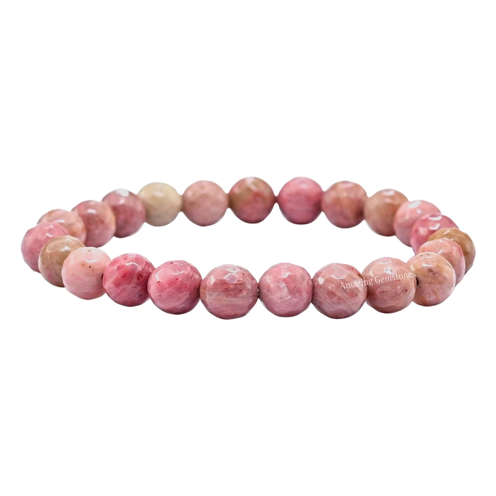 Pink Rhodonite Bracelet (Faceted-Stretchable)