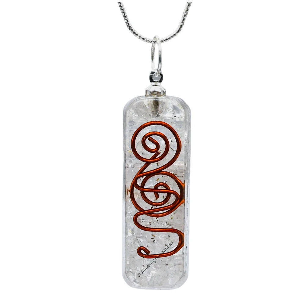 Clear Quartz Crystal Orgone Pendant - Rectangle